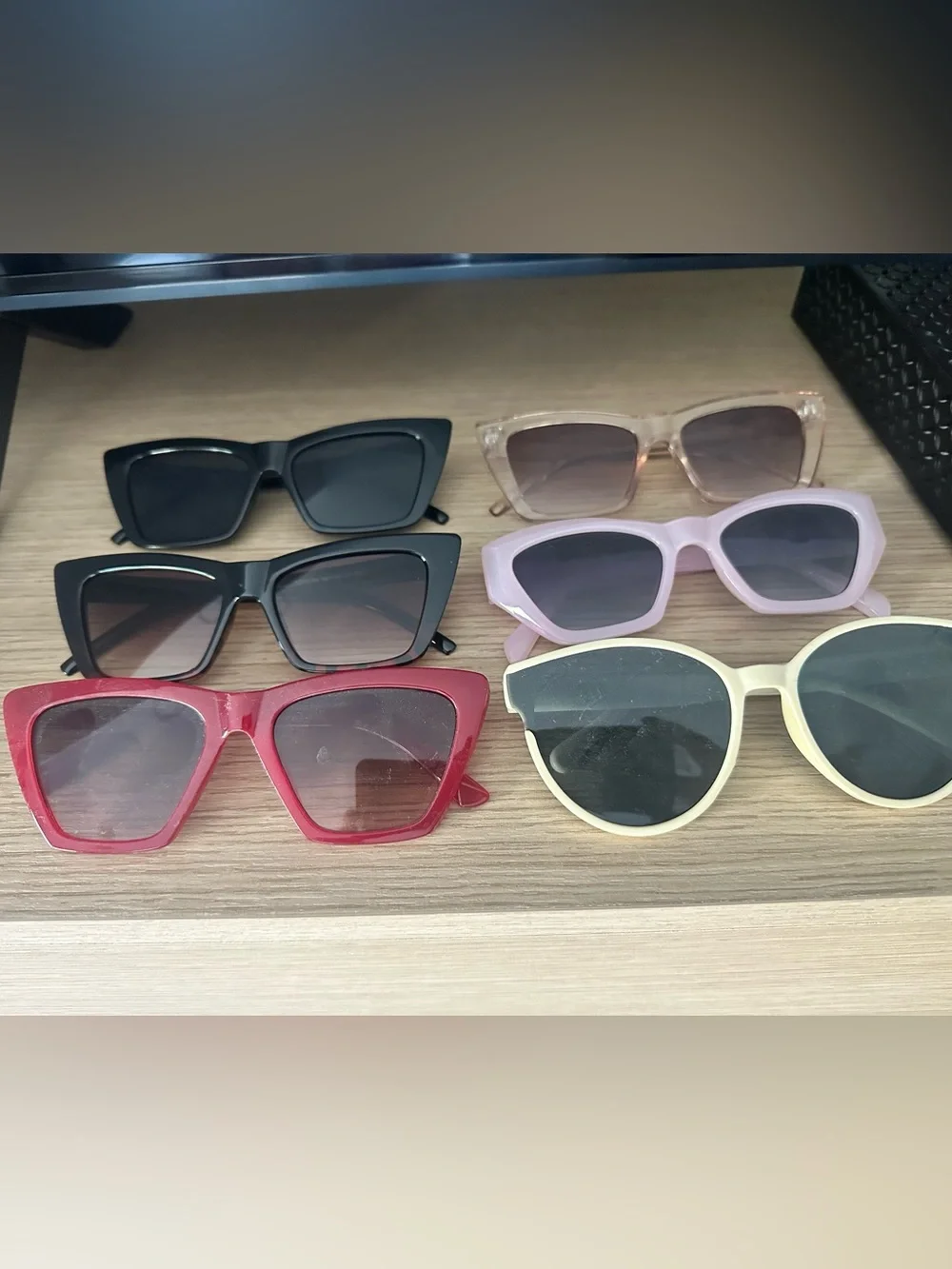 Stylish Cat-Eye Sunglasses - Pink, Red, Black, Cream, Purple, Clear